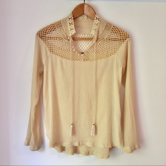 Free People Tops - Free People Crotchet Top in Pale Yellow S/P